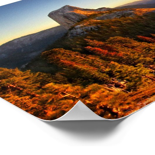 ハーフドームアットサンセット詳細ヨセミテ ポスター (角)