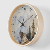 ハーフドームヨセミテウォーターカラーマウンテンランドスケープ 壁時計 (傾斜)