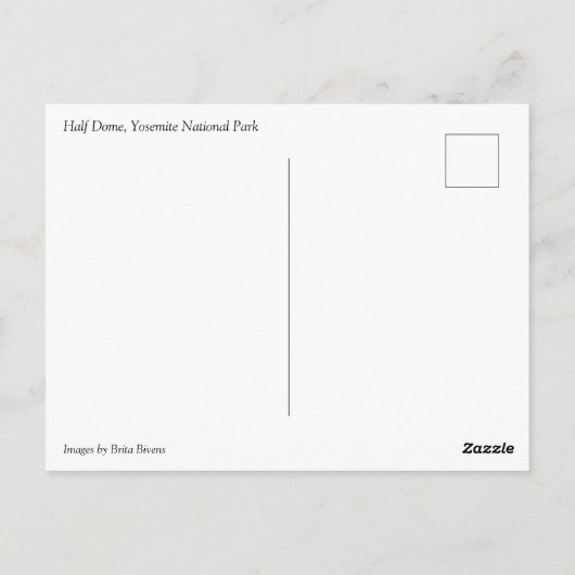 ハーフドーム、ヨセミテ、カリフォルニア ポストカード (裏面)