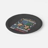 ハーフハヌッカハーフクリスマスクリスムカおもしろいー ペーパープレート (アングル)