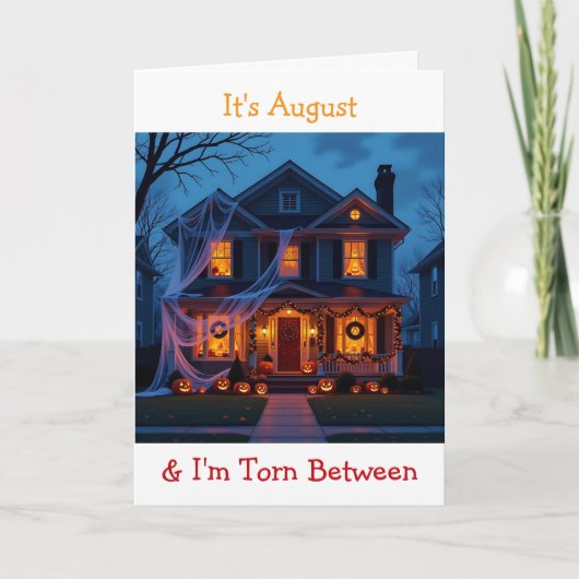 ハーフハロウィーンとハーフクリスマス | 休日ユーモア カード (正面)