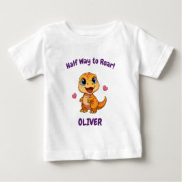 ハーフバースデー 6ヶ月 恐竜デザイン 名入れTシャツ ベビーTシャツ