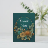 ハーフフローラリースオンダークグリーンサンキューカード ポストカード (スタンド正面)