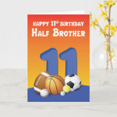 ハーフブラザー11誕生日スポーツボール カード (黄色い花)