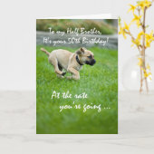 ハーフブラザー50誕生日パピーランニングズ カード (黄色い花)