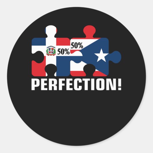 ハーフプエルトリカハーフドミニカ国旗のマップ複合 ラウンドシール (正面)