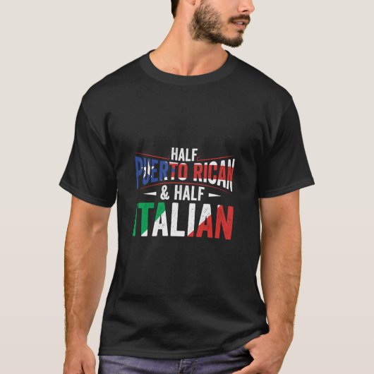 ハーフプエルトリカーイタリアンハーフ国旗伝統R Tシャツ (正面)