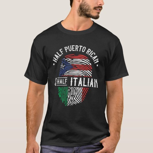 ハーフプエルトリカーイタリアンハーフ国旗伝統R Tシャツ (正面)