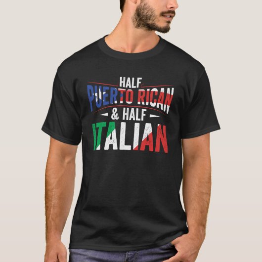 ハーフプエルトリカーイタリアンハーフ国旗伝統R Tシャツ (正面)