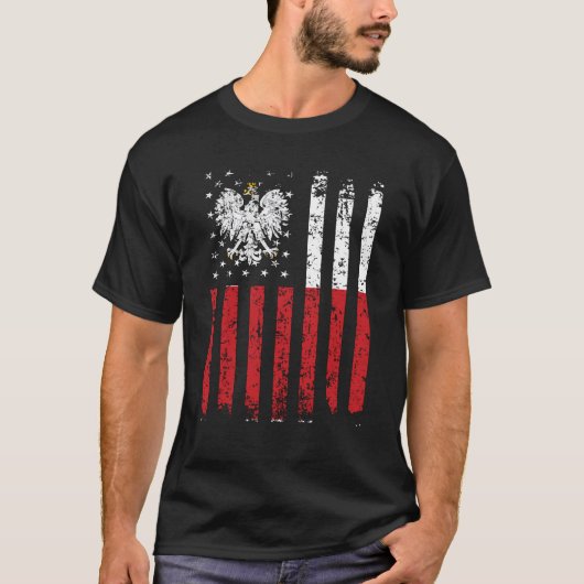 ハーフポーランドハーフアメリカ国旗ポーランドUSA Tシャツ (正面)