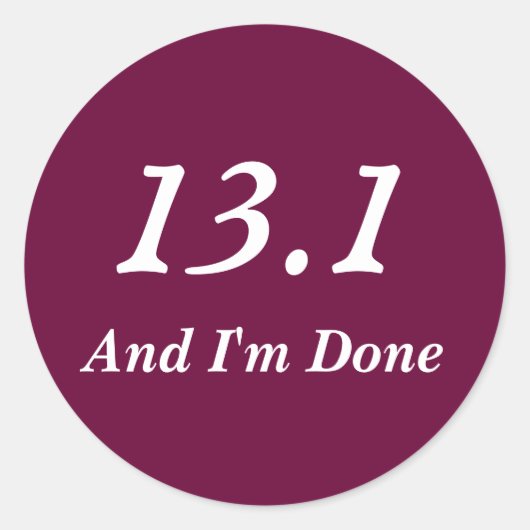 ハーフマラソンランナー13.1ステッカー（ブルゴーニュ） ラウンドシール (正面)