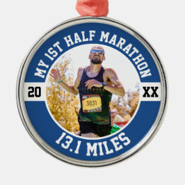 ハーフマラソン初完走者 初めてのハーフマラソンを走ったランナー メタルオーナメント