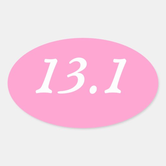 ハーフマラソン楕円ステッカー(ピンク) 楕円形シール (正面)