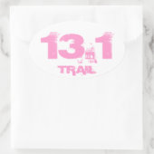 ハーフマラソン13.1トレイル楕円形デカールピンクの白 楕円形シール (バッグ)