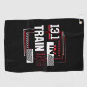 ハーフマラソン13.1トレーニング抽象芸術ランナー ゴルフタオル (横)