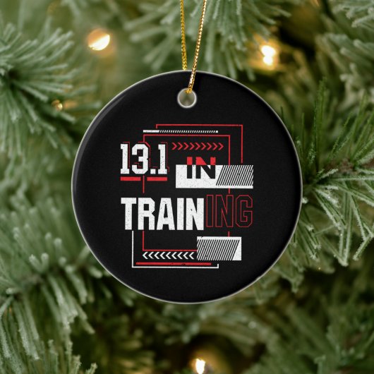 ハーフマラソン13.1トレーニング抽象芸術ランナー セラミックオーナメント (ツリー)