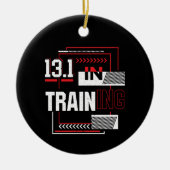 ハーフマラソン13.1トレーニング抽象芸術ランナー セラミックオーナメント (正面)