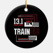 ハーフマラソン13.1トレーニング抽象芸術ランナー セラミックオーナメント (裏面)