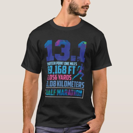 ハーフマラソン13.1マイルランニングズランナー Tシャツ (正面)