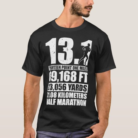 ハーフマラソン13.1マイルランニングズランナー Tシャツ (正面)