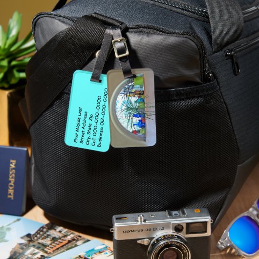 ハーフムーンウィンドウの水カラーデザイン ラゲッジタグ (正面&裏面)