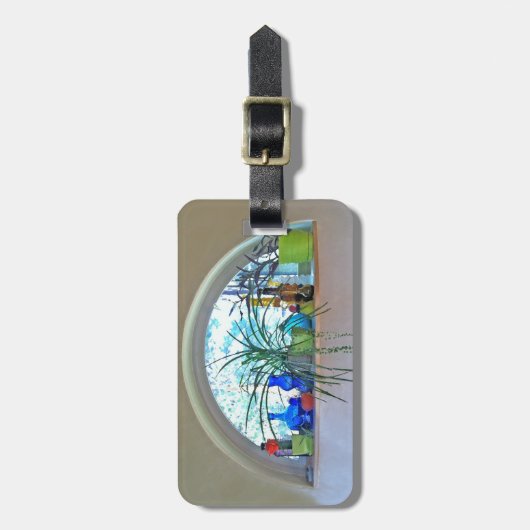 ハーフムーンウィンドウの水カラーデザイン ラゲッジタグ (正面縦)