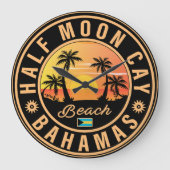 ハーフムーンケイバハマレトロサンセットバケーション60s ラージ壁時計 (正面)