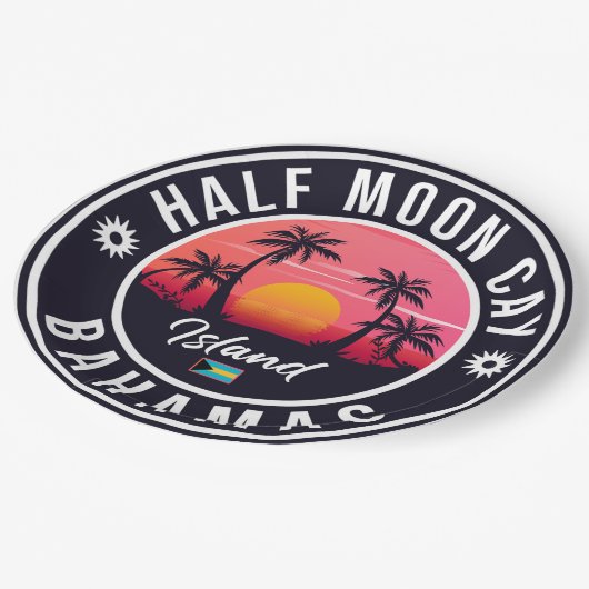 ハーフムーンケイバハマレトロヴィンテージバケーション60s ペーパープレート (アングル)