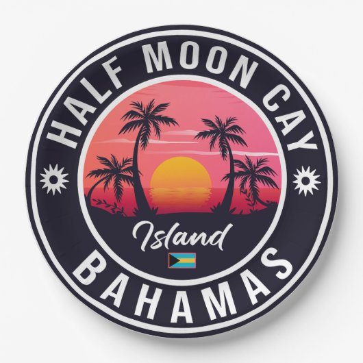 ハーフムーンケイバハマレトロヴィンテージバケーション60s ペーパープレート (正面)
