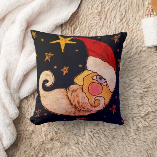 ハーフムーンサンタ抽象芸術クリスマスアート クッション (ブランケット)