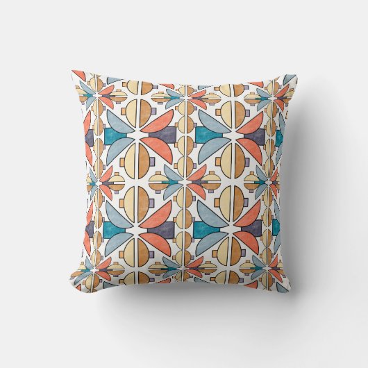 ハーフムーンズインサンゴアンドティール(緑がかった色) クッション (正面)