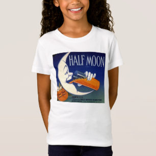ハーフムーンブランドオレンジのクレートラベル Tシャツ