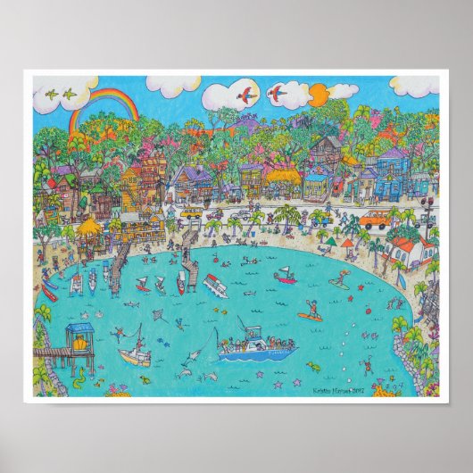 ハーフムーンベイ,プリントロアタン,ホンジュラス ポスター (正面)