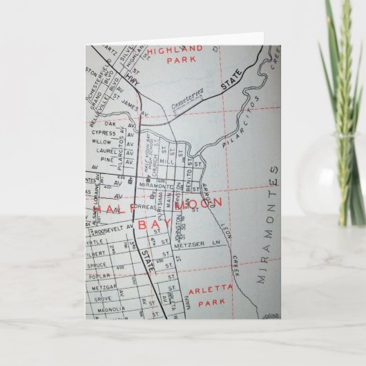 ハーフムーンベイ、CAヴィンテージマップ カード (正面)