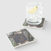 ハーフムーン、アテネ大理石コースター。 ストーンコースター (横)