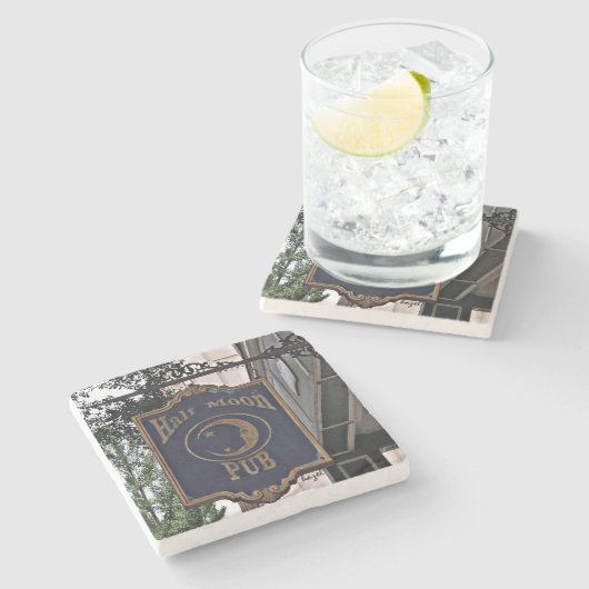 ハーフムーン、アテネ大理石コースター。 ストーンコースター (横)