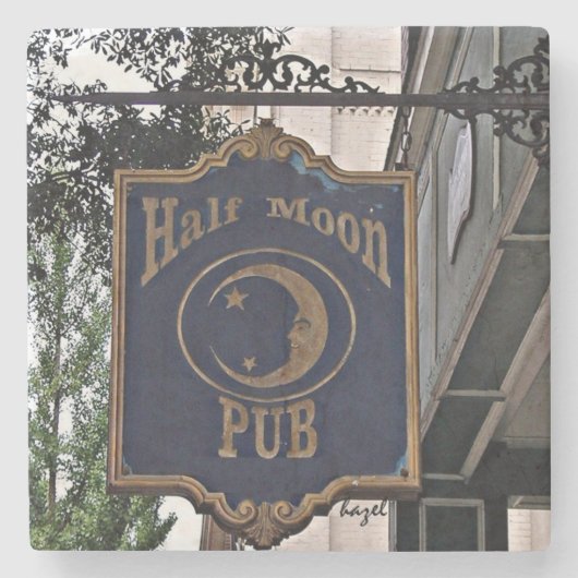 ハーフムーン、アテネ大理石コースター。 ストーンコースター (正面)