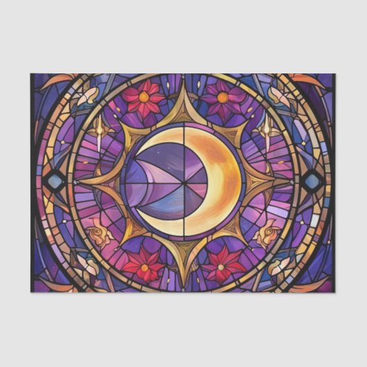 ハーフムーン ステンドグラス デコパージュペーパー 薄葉紙 (正面)