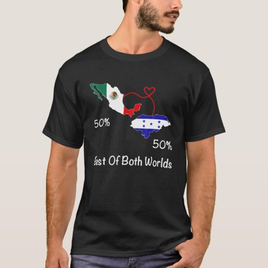 ハーフメキシコ半ホンジュラス国旗の地図メキシコ地図 Tシャツ (正面)