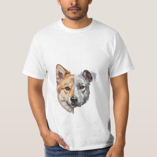 ハーフロボット犬の顔 Tシャツ (正面)