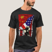 ハーフ中国のアメリカ国旗のルーツUSA国旗の中国DN Tシャツ (正面)