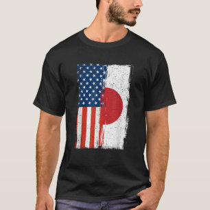 ハーフ日本のハーフ・アメリカ国旗Japan America Roo Tシャツ