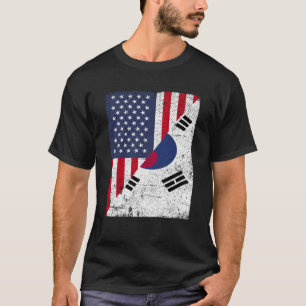 ハーフ米国国旗ハーフ韓国国旗アメリカ南部 Tシャツ