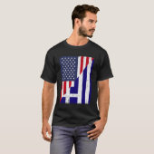 ハーフ米国国旗ハーフ・ギリシャ国旗アメリカ・ギリシャ Tシャツ (正面フル)