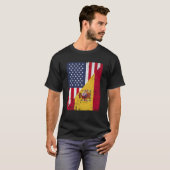 ハーフ米国国旗ハーフ・スペイン国旗アメリカスペインの Tシャツ (正面フル)