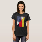 ハーフ米国国旗ハーフ・ドイツ国旗アメリカ・ドイツ Tシャツ (正面フル)