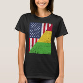 ハーフ米国国旗ハーフ・マリ国旗アメリカ・マリ Tシャツ (正面)