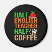 ハーフ英語先生ハーフ・コーヒー言語学生 マグネット (正面)