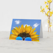 ハーフ誕生日ひまわり着用サングラス カード (黄色い花)