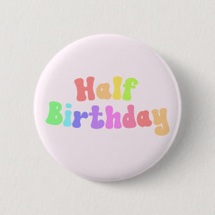 ハーフ誕生日1/2誕生日レトロ70 缶バッジ